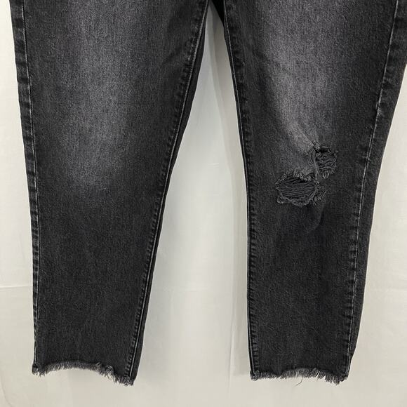 Loft Destructed High Rise Straight Crop Jeans in Washed Black Size 6 / 28 - Picture 4 of 16